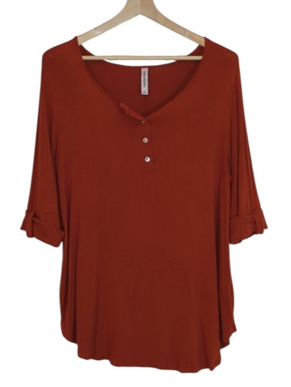 Zenana Premium | Burnt Orange ¾" Length Sleeve Shirt